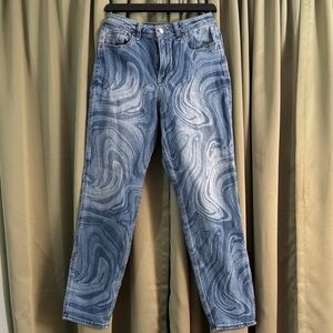 Hollister Blue Patterned Women's Straight Leg Jeans